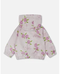 Draft - Deux par Baby Girls French Terry Hooded Cardigan Lilac Snails Print