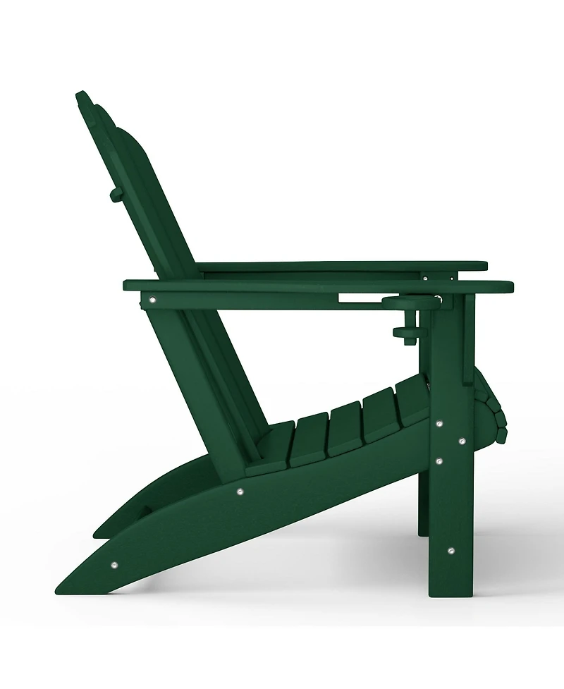 3-Piece Outdoor Patio Hdpe Adirondack Chair With Cup Holder and Table Set