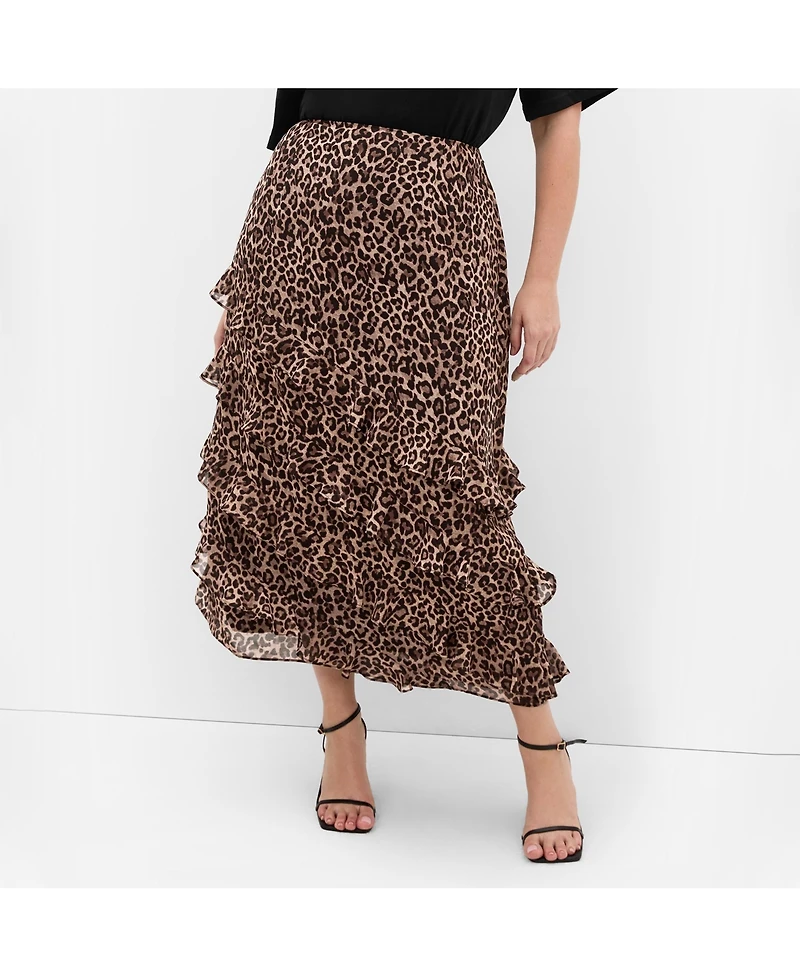 City Chic Women's Skai Leopard Print Maxi Skirt