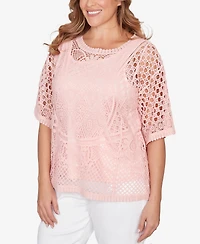 Ruby Rd. Plus Size Chemical Lace Pullover Sweater