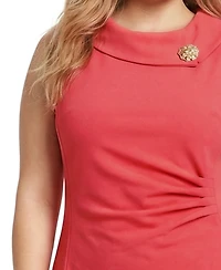 Ny Collection Plus Sleeveless Shawl Collar Dress