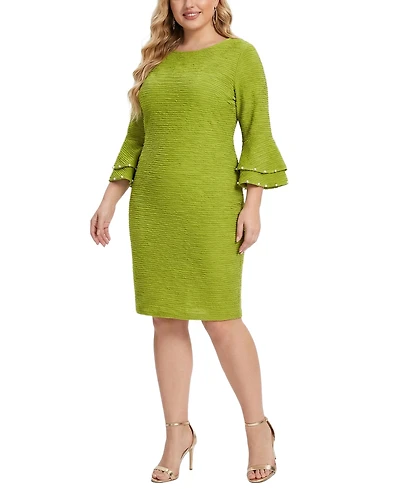 Ny Collection Plus Size Long Sleeve Dress with Bell Cuffs