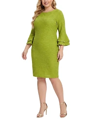 Ny Collection Plus Size Long Sleeve Dress with Bell Cuffs