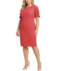 Ny Collection Plus Plisse Pleated Short Sleeve Dress
