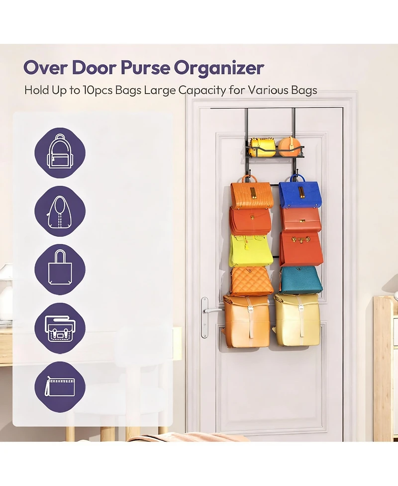 Yigii Over Door Purse Organizer - Multi-Functional, Space-Saving