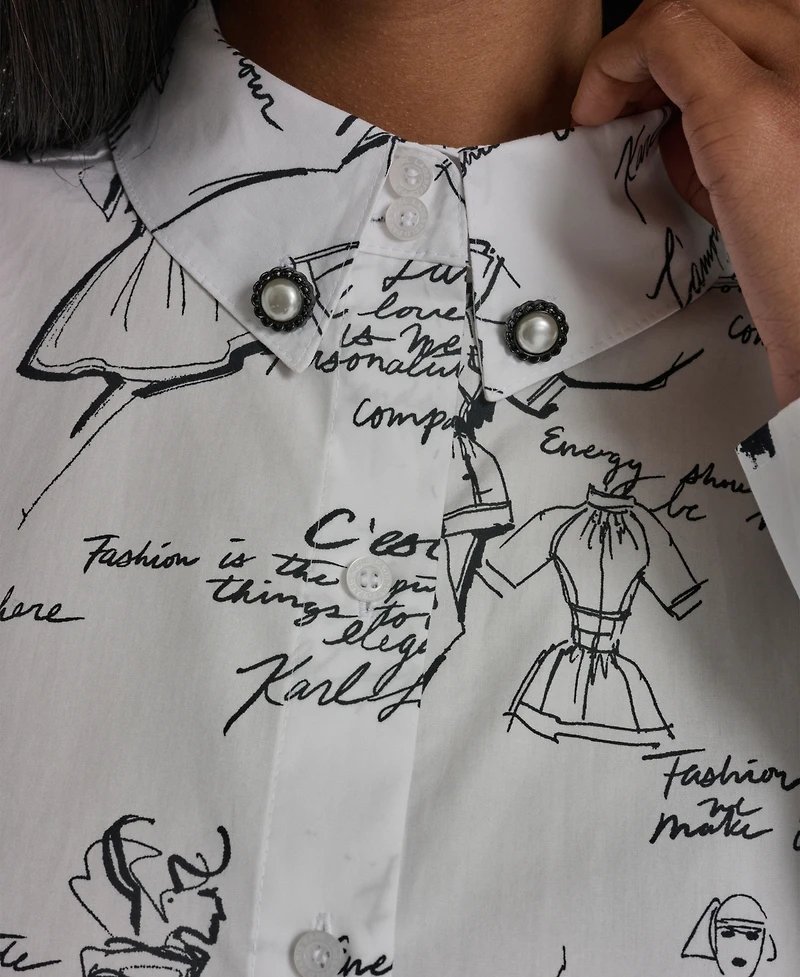 Karl Lagerfeld Paris Women's Collared Woven Blouse