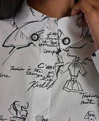 Karl Lagerfeld Paris Women's Collared Woven Blouse