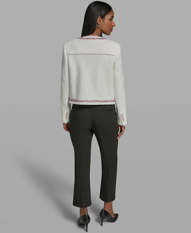 Karl Lagerfeld Paris Women's Crewneck Cropped Woven Jacket