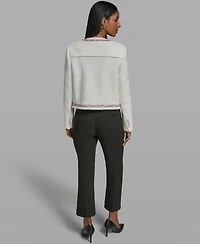 Karl Lagerfeld Paris Women's Crewneck Cropped Woven Jacket