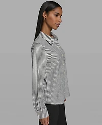 Karl Lagerfeld Paris Women's Button-Front Collared Shirt
