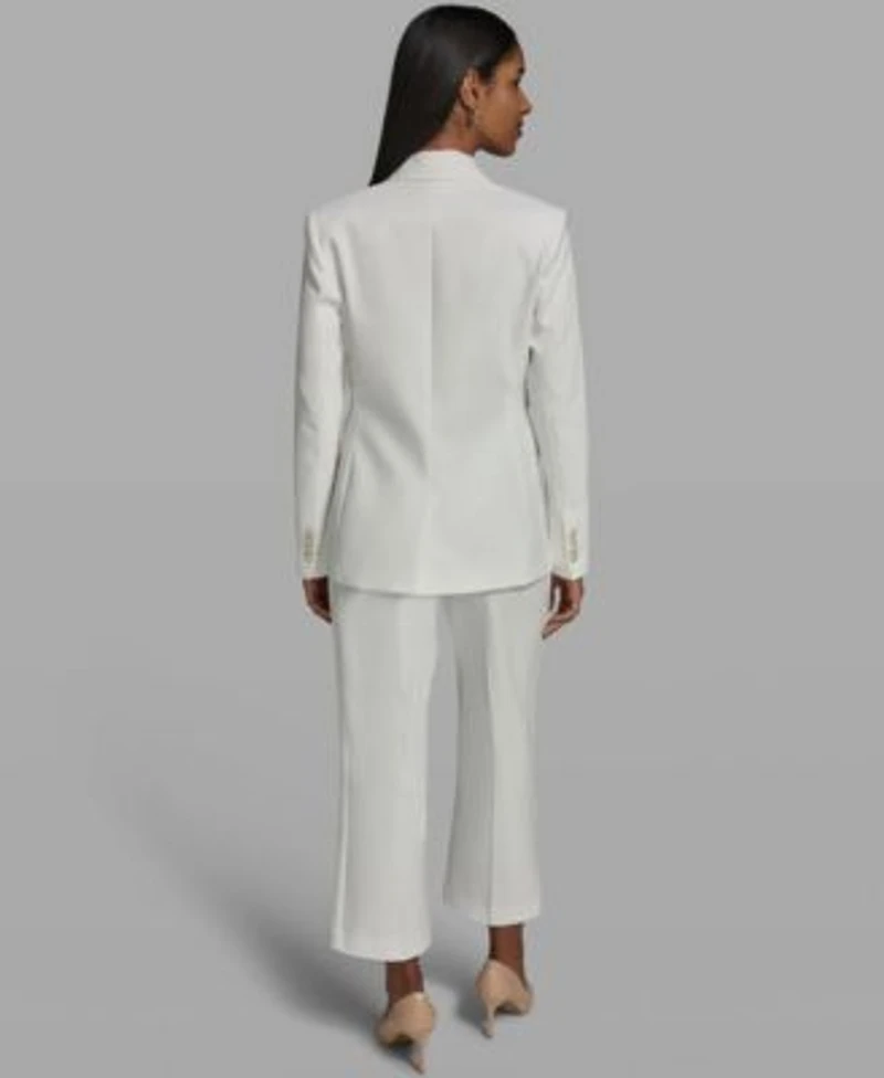 Karl Lagerfeld Paris Womens Collared Woven Blazer Short Sleeve Collared Blouse Woven Ankle Pants