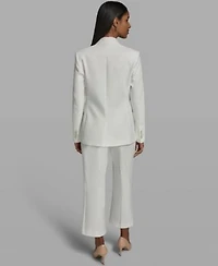 Karl Lagerfeld Paris Womens Collared Woven Blazer Short Sleeve Collared Blouse Woven Ankle Pants