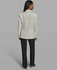 Karl Lagerfeld Paris Women's Button-Front Collared Woven Jacket