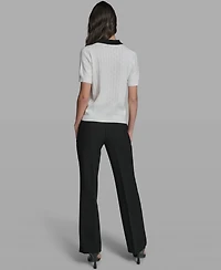 Karl Lagerfeld Paris Women's Collared Short-Sleeve Sweater