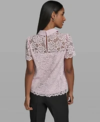 Karl Lagerfeld Paris Women's Short-Sleeve Woven Blouse