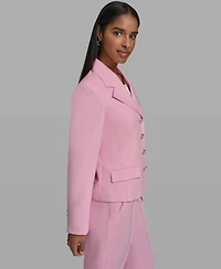 Karl Lagerfeld Paris Women's Cropped Collared Woven Jacket