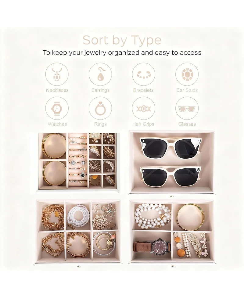 Yigii 4-Tier Jewelry Box with Mirror & Drawers - Stylish Organizer for Women