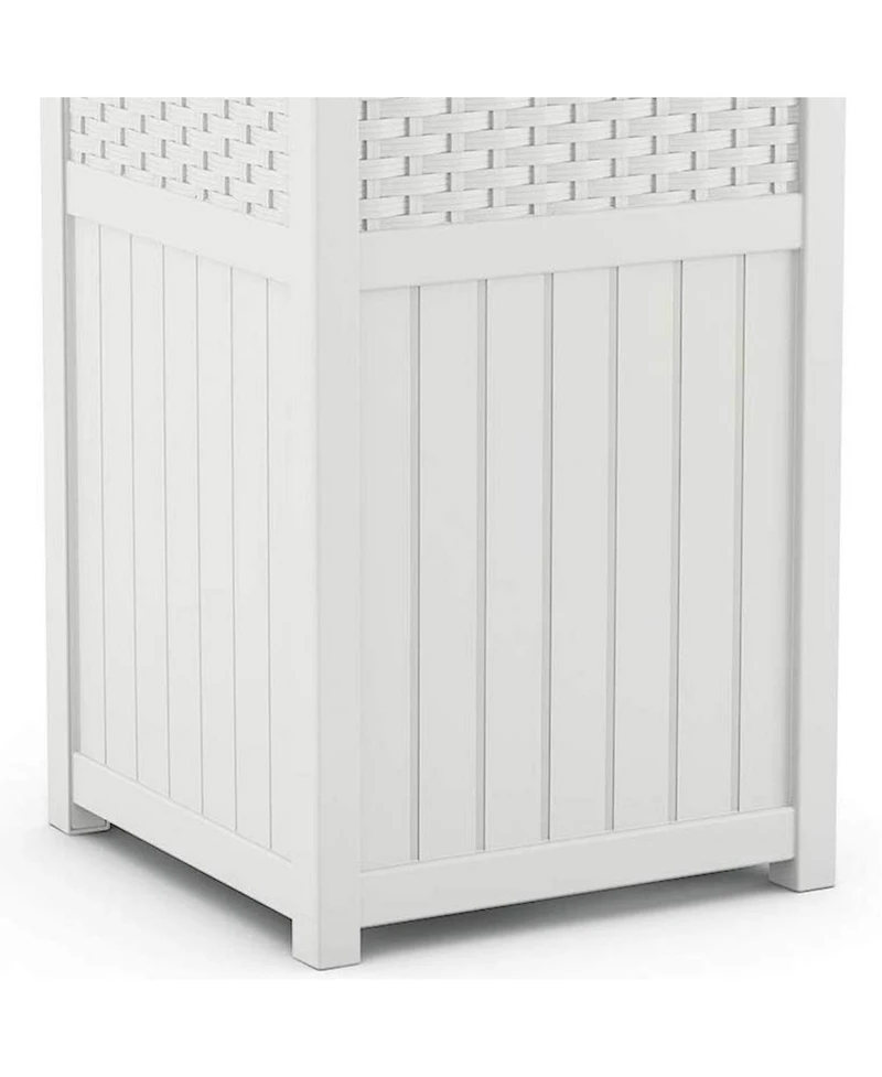 Suncast GHW1732WH Trashcan Hideaway Outdoor 33 Gallon Garbage Waste Bin, White