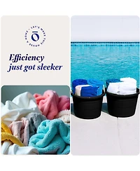 Homz 17 Gal Plastic Open Storage Round Utility Tub with Handles, Black (2 Pack)