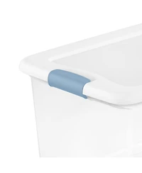 Sterilite 106 Qt Clear Plastic Stackable Storage Bin w/ White Latch Lid, 12 Pack