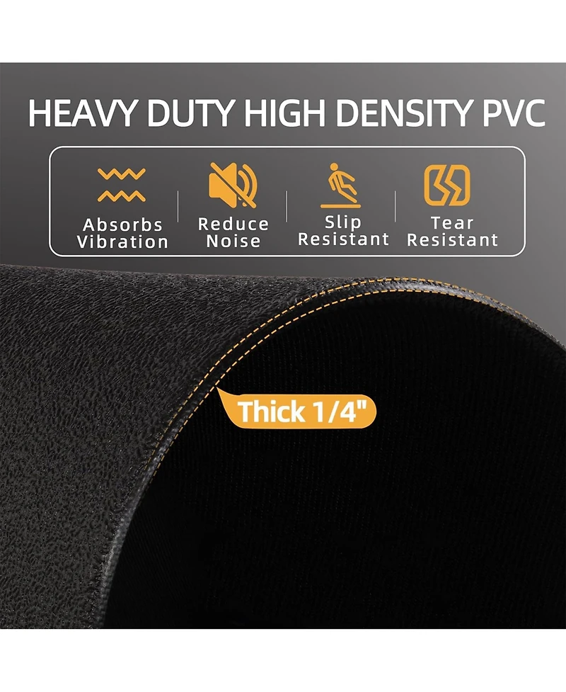 BalanceFrom High-Density Home Gym Equipment Mat, 1/4-Inch Pvc Protective Floor Mat for Treadmills, Exercise Bikes, and Fitness Machines, 6' x 4'