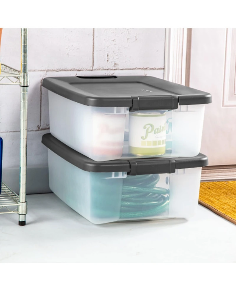 Sterilite 25 Quart ShelfTote, Stackable Storage Bin with Latching Lid, 6 Pack