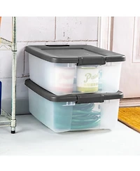 Sterilite 25 Quart ShelfTote, Stackable Storage Bin with Latching Lid, 6 Pack