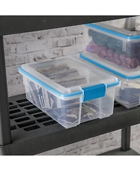 Sterilite 12 Qt Plastic Storage Bin Container Clear Gasket Sealed Box, (6 Pack)