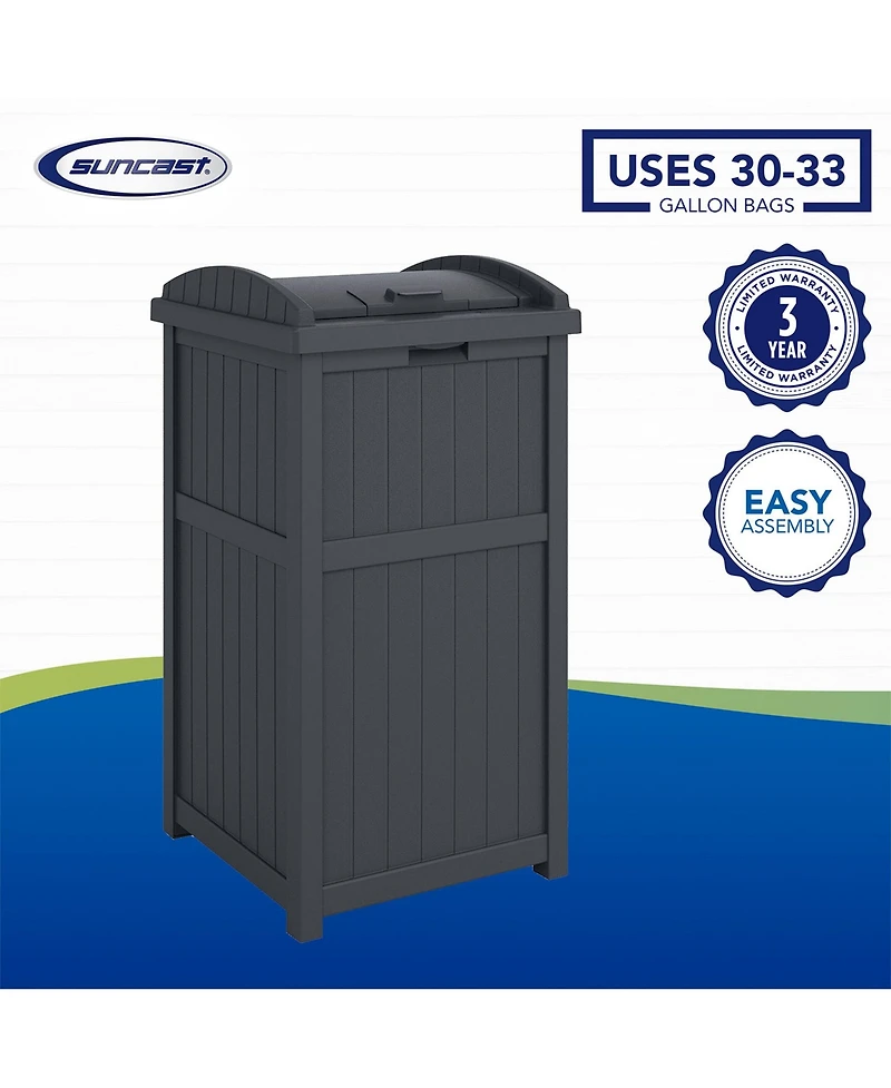 Suncast Suncast 30 Gallon Hideaway Trash Waste Bins for Outdoor, Cyberspace (2 Pack)
