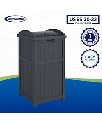 Suncast Suncast 30 Gallon Hideaway Trash Waste Bins for Outdoor, Cyberspace (2 Pack)