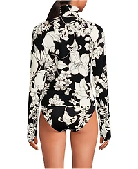 Lands' End Women's SunShade Upf 50 Quarter Zip Rash Guard