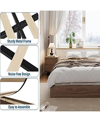 Gaomon Twin Size Wood Platform Bed Frame, Wooden Bed Frame Without Headboard, Wood Slat Support, No Box Spring Needed