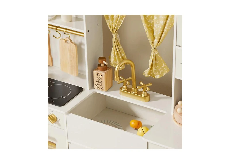 Tiny Land Iconic Wooden Play Kitchen – Cream Pretend Cooking Set for Kids