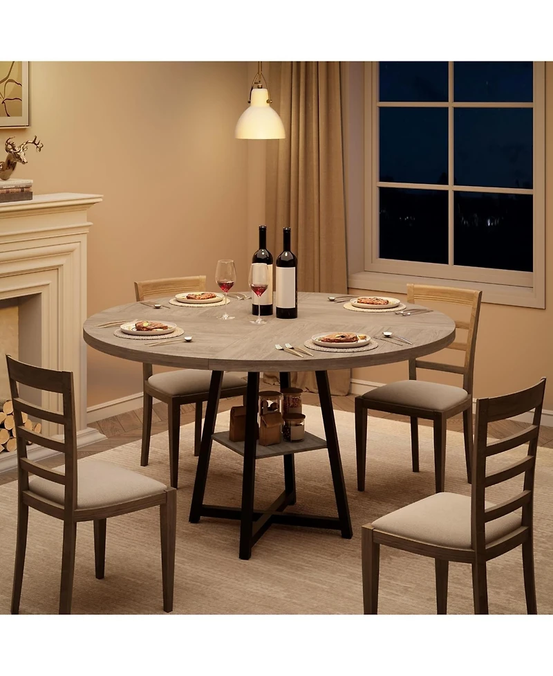 gaomon Kitchen Table Industrial Round Dining Table 47 Inch Kitchen Table Set for 4 to 6 Dinner Table