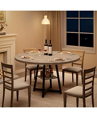 gaomon Kitchen Table Industrial Round Dining Table 47 Inch Kitchen Table Set for 4 to 6 Dinner Table