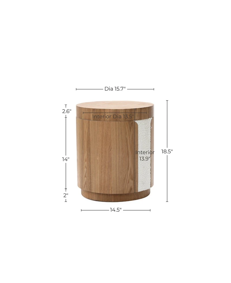 LuxenHome Modern Mdf Wood Round Side Table with Ash Veneer, 18.5” Tall