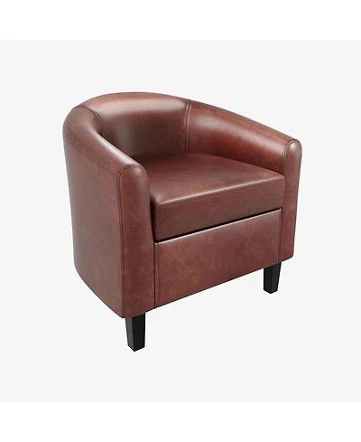 gaomon Accent Barrel Chairs, Faux Leather Club Armchairs with Soft Seat for Living Room, Bedroom, Reading, Waiting Room