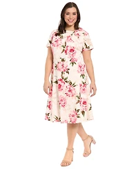 London Times Plus Floral Printed Midi Dress