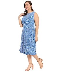 London Times Plus Round Neck Sleeveless Dress