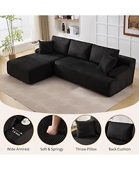 gaomon Cloud Sectional Couch 106" Modern L-Shape Corner Modular Upholstered Sofa with Loveseat Chaise Deep Seat Plush Corduroy Fabric Foam Cushions