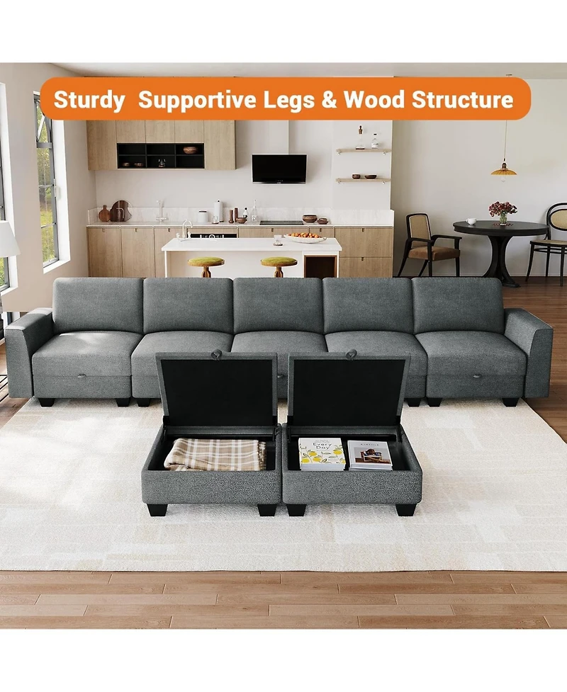 gaomon Oversized Modular Sectional Sofa with Storage Ottoman, Large U Shaped Corner Couch, Convertible Modular Sectional Couch