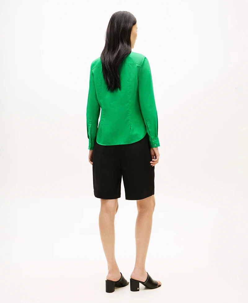 Tommy Hilfiger Women's Classic Poplin Roll-Tab Long-Sleeve Shirt