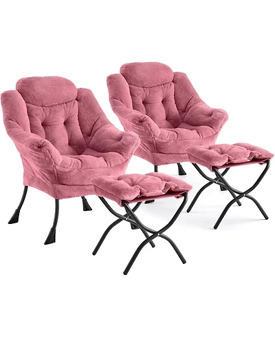 gaomon Lazy Chair with Ottoman, Modern Lounge Accent Chair,Leisure Sofa Armchair with Footrest,Reading Armchair with Side Pocket for Living Room
