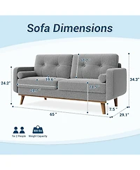 gaomon 65" Mid Century Modern Loveseat Sofa for Small Spaces, 2 Seater Boucle Upholstered Couch with Button Tufted Design & Wood Legs