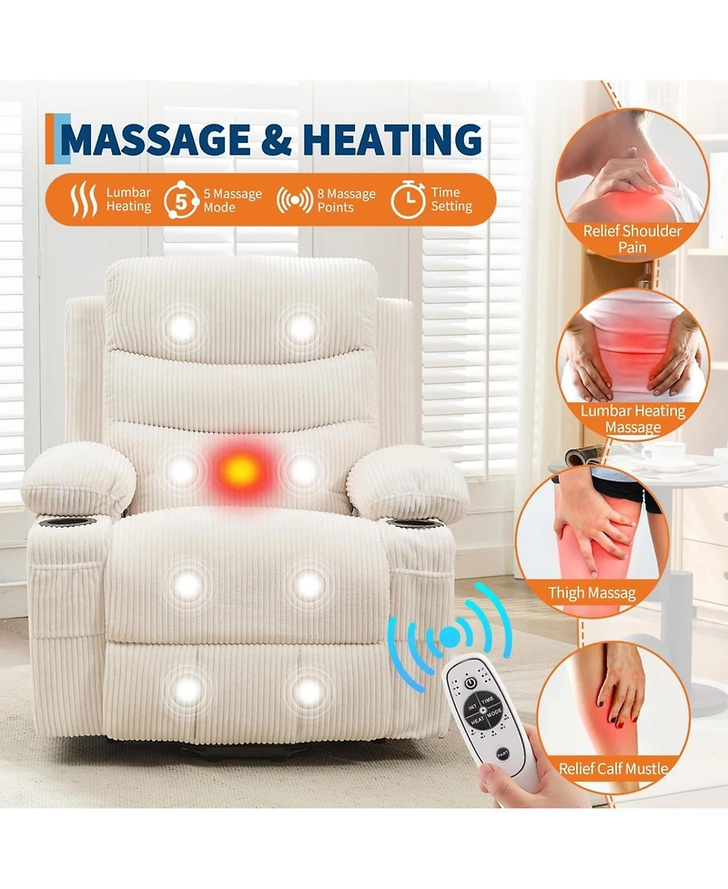 Gaomon Power Lift Recliner Chair for Elderly with Massage & Heat, Single Sofa for Adults, 135° Reclining Accent Chair for Living Room or Rv