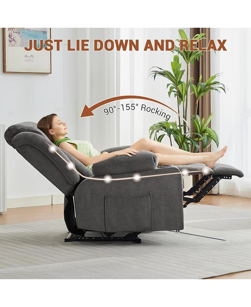 gaomon Manual Recliner Chair with Massage & Heat,Classic and Traditional Oversized Recliner Chair,8-Point Vibration, Lumbar Heating