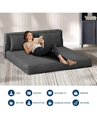 gaomon Folding Sofa Bed, 4-in-1 Convertible Sleeper Chair with 2 Pillows, Futon Couch Bed with Back Support