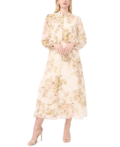 Msk Plus Split Crewneck Tiered Dress