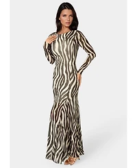 Bebe Women's Long Sleeve Powermesh Dress