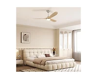 Sofucor 60-inch Modern Sand Nickel 3-blade Ceiling Fan Light With Remote Control Supports Mobile Phone Connection And Voice Function